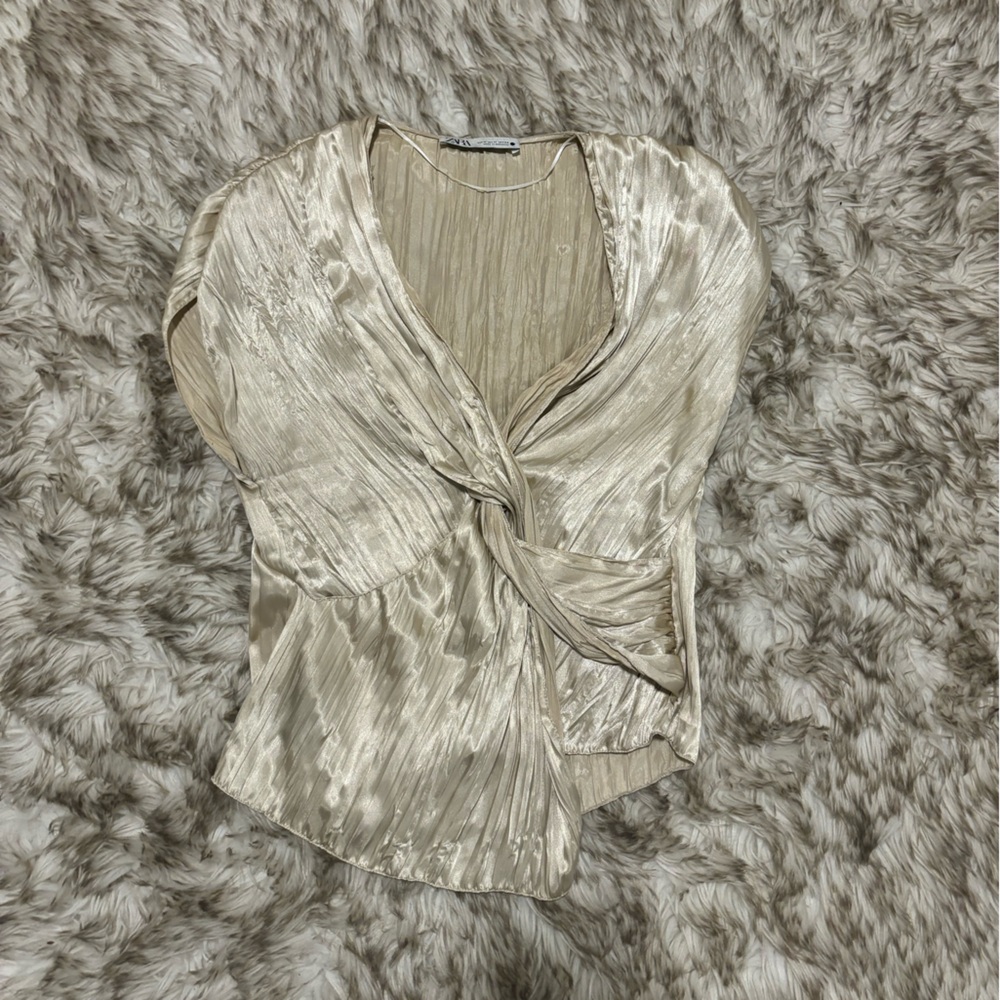 Zara Satin Wrap Blouse | Size Medium ✨